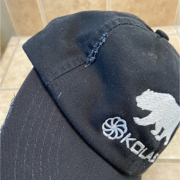 Retro Black KOLAS Distressed Strap-back Dispensary Baseball Hat CA Bear OS 420 - Picture 6 of 10